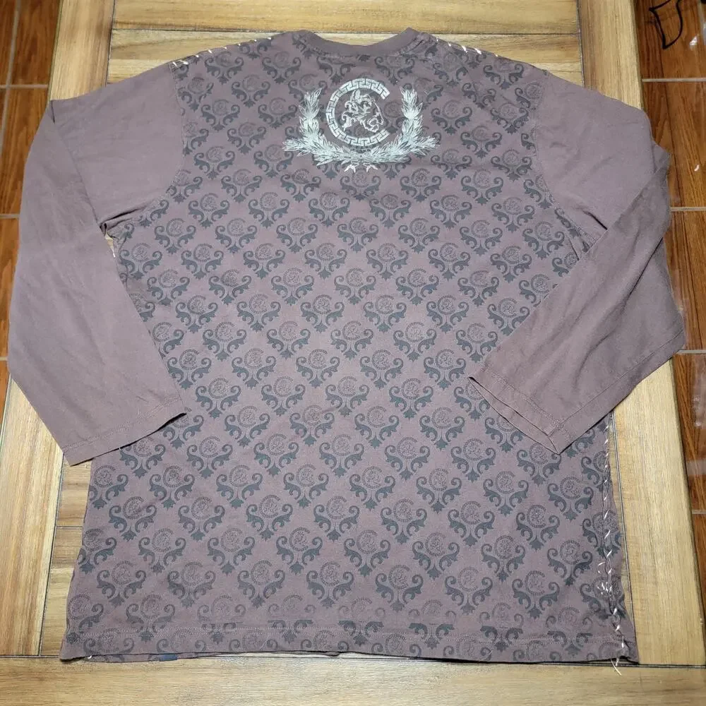 Cezer LS Brown Unisex Tee w/ Bling "Rich And Famous" - Size 3X - Picture 6 of 10